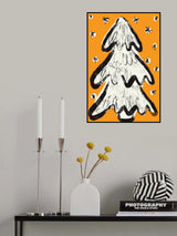 Christmastreeandsnow Yellow Poster och Canvastavla