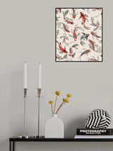 Hla020  Koi Fish Orange Grey Poster och Canvastavla