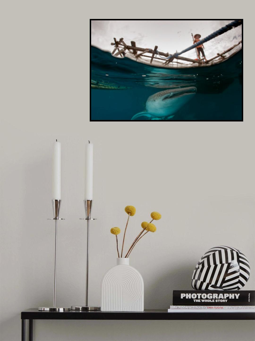 Man and shark Poster och Canvastavla
