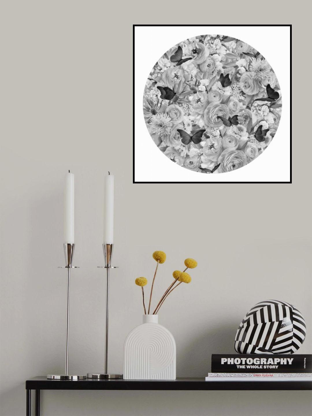 Candy Blooms Black &amp; White Poster och Canvastavla