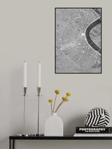 Gray vintage map of Bordeaux downtown France Poster och Canvastavla