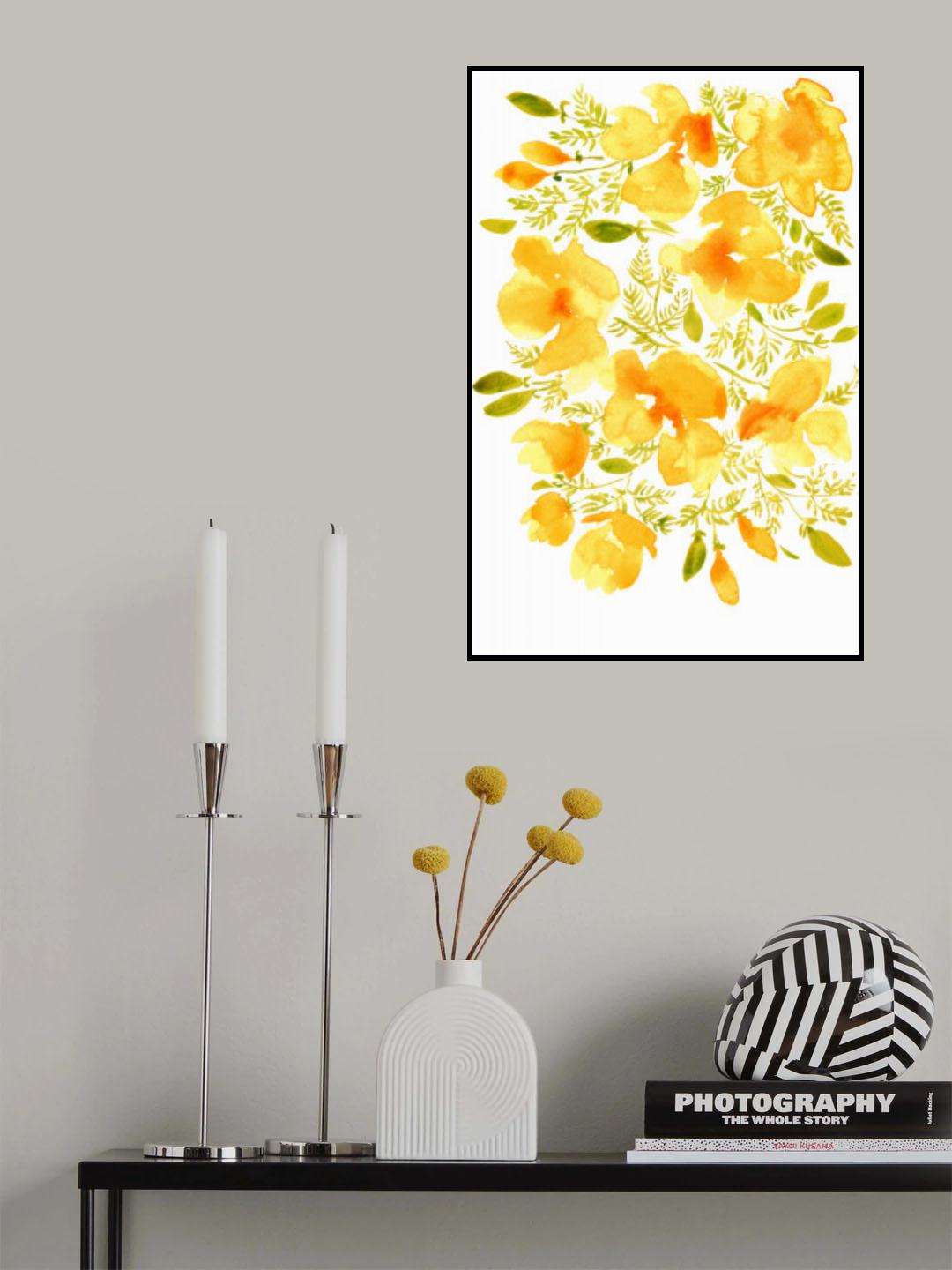 Watercolor California poppies quad 3 Poster och Canvastavla