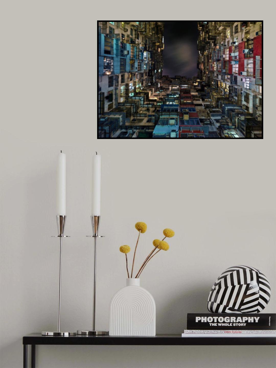 Monster Building Night Poster och Canvastavla