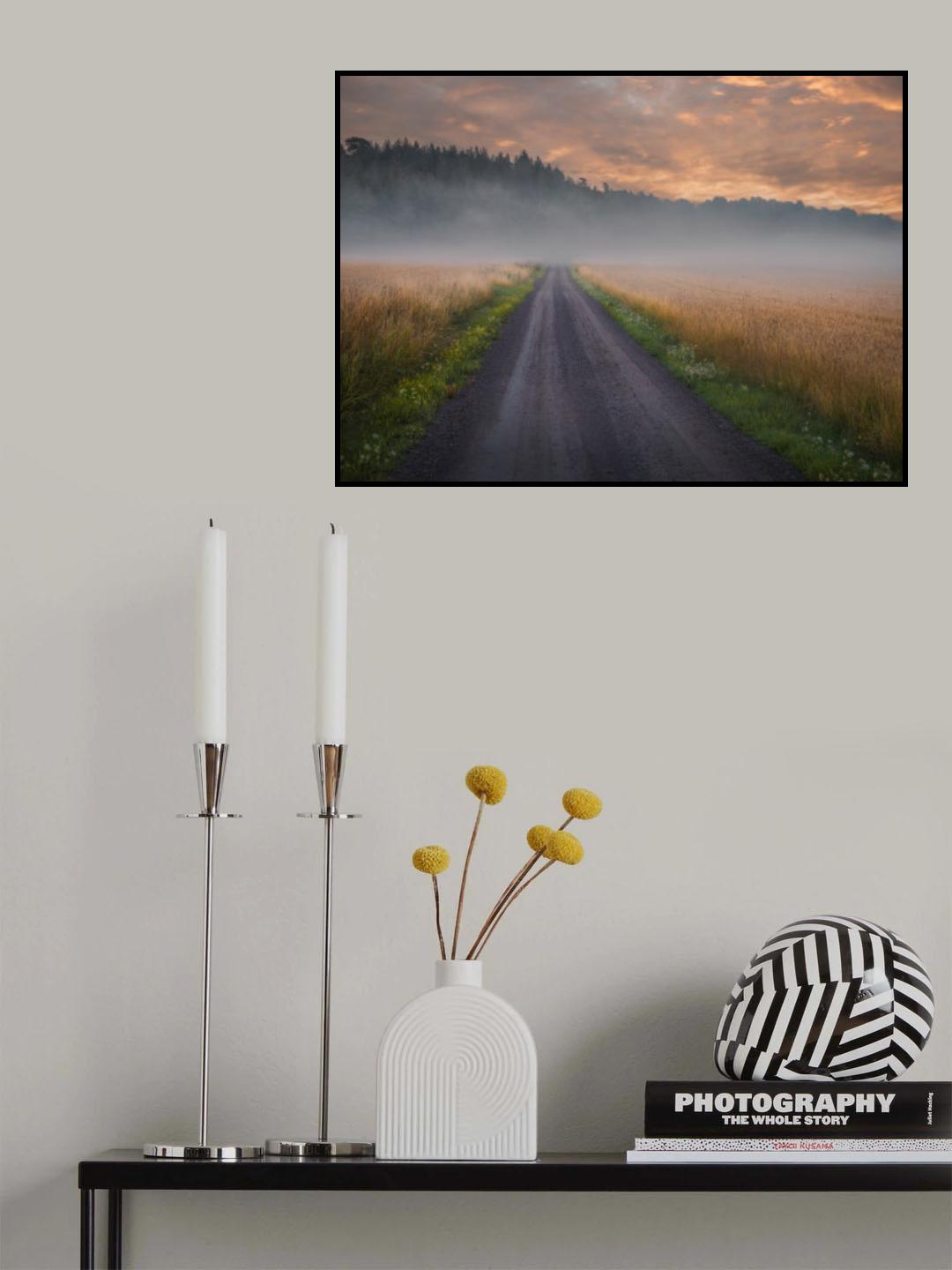 Golden foggy fields Poster och Canvastavla