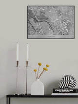 Gray vintage map of Hannover downtown Germany Poster och Canvastavla