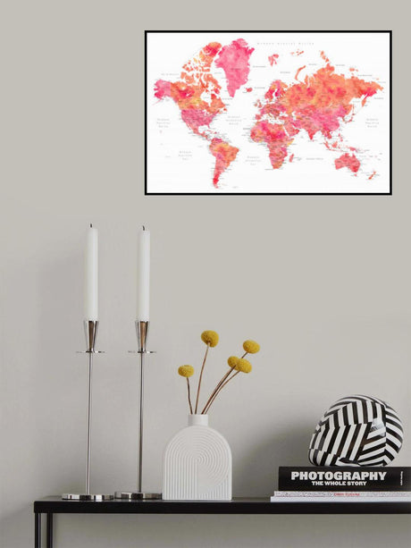 Tatiana world map in Spanish Poster och Canvastavla