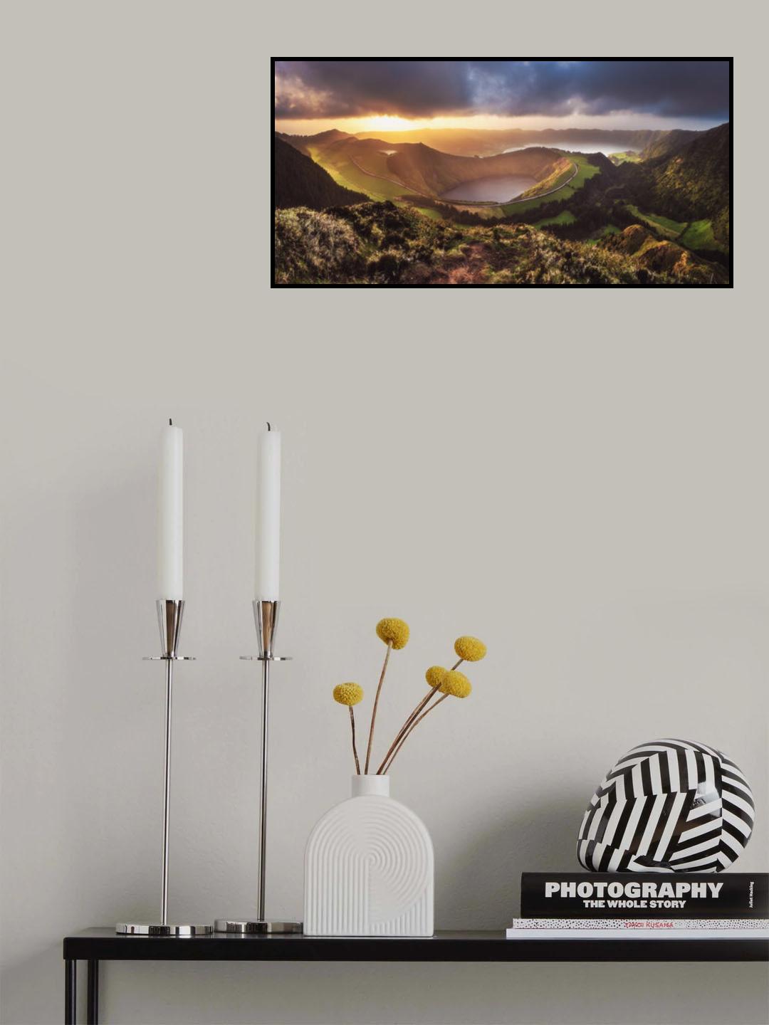 Azores - Sete Cidades Sunset Panorama Poster och Canvastavla
