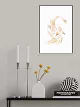 Gold White Japan Koi Fish Poster och Canvastavla