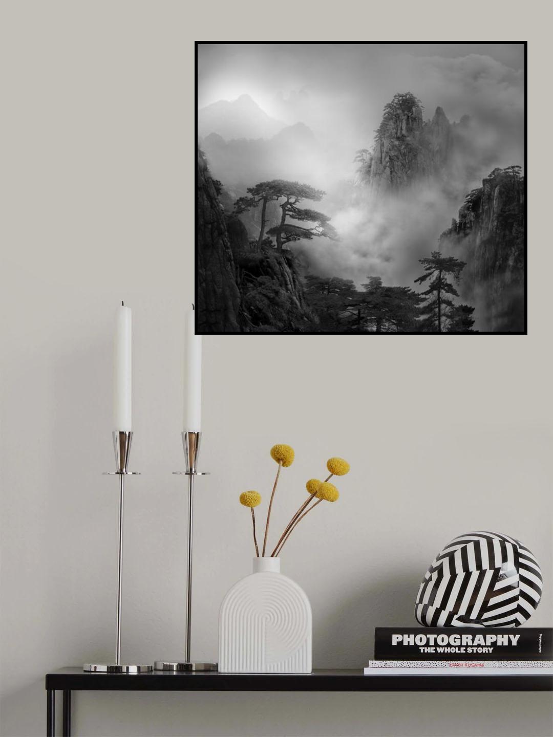 Huang Shan In The Fog Poster och Canvastavla