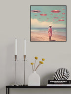 Space Beach Collage Art Poster och Canvastavla
