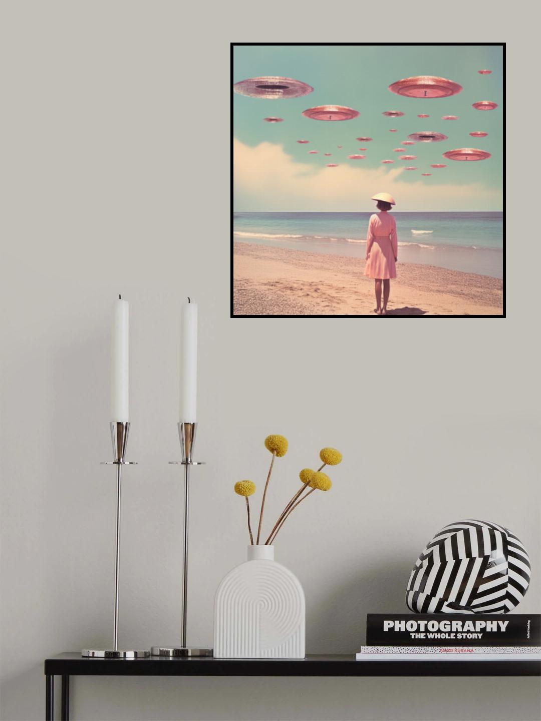 Space Beach Collage Art Poster och Canvastavla