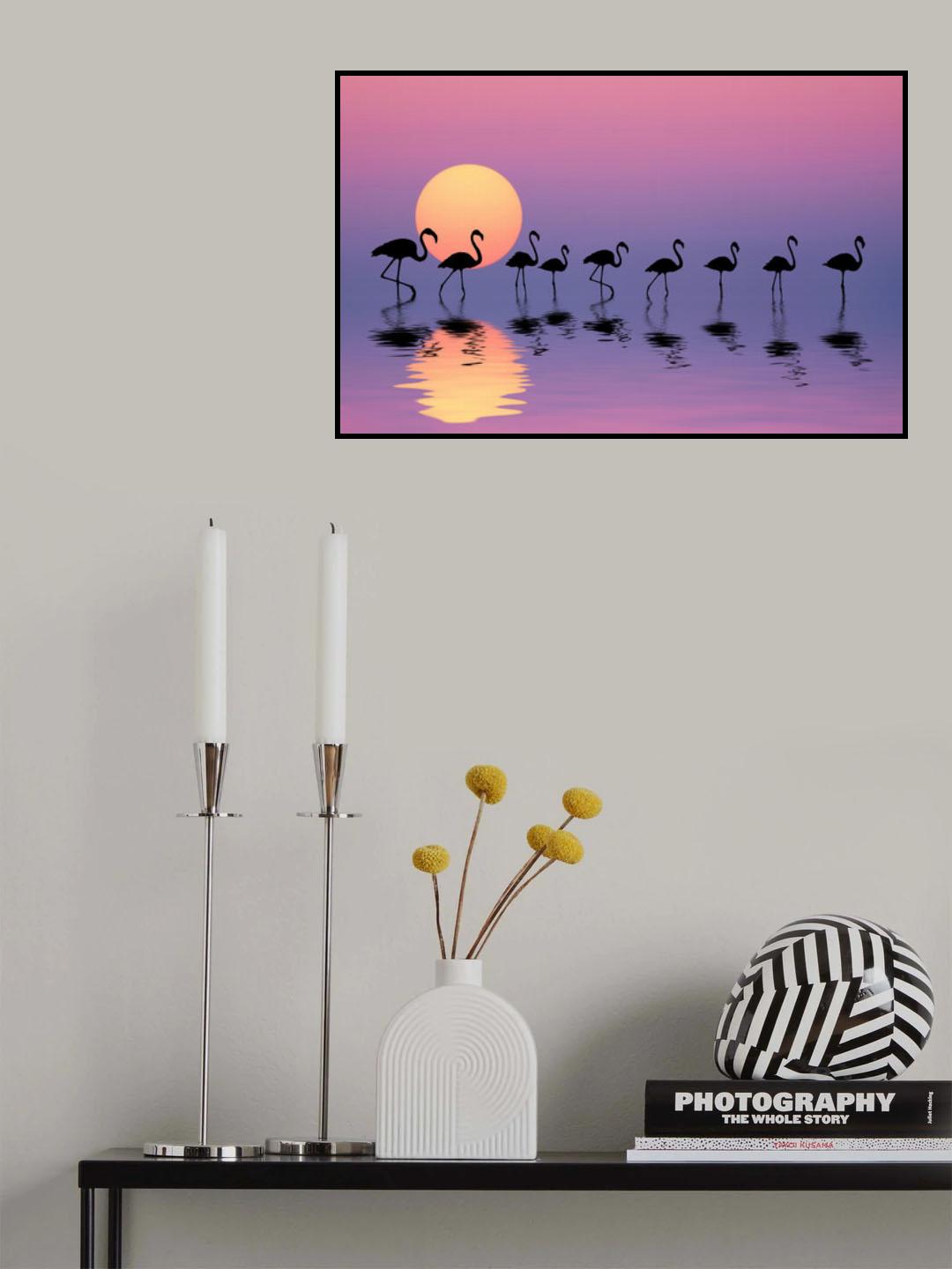 Family Flamingos Poster och Canvastavla
