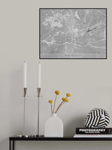Map of Winston Salem (NC, USA) in gray vintage style Poster och Canvastavla