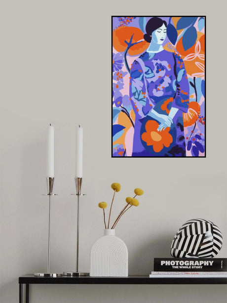 Woman In Flower Garden Poster och Canvastavla