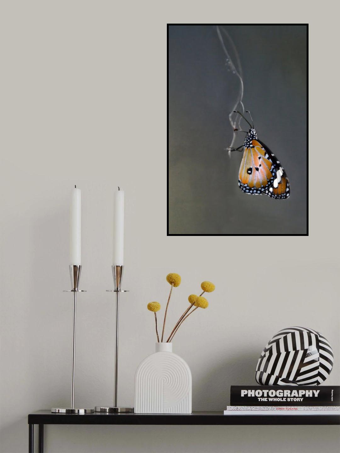 Butterfly on Gossamer Poster och Canvastavla