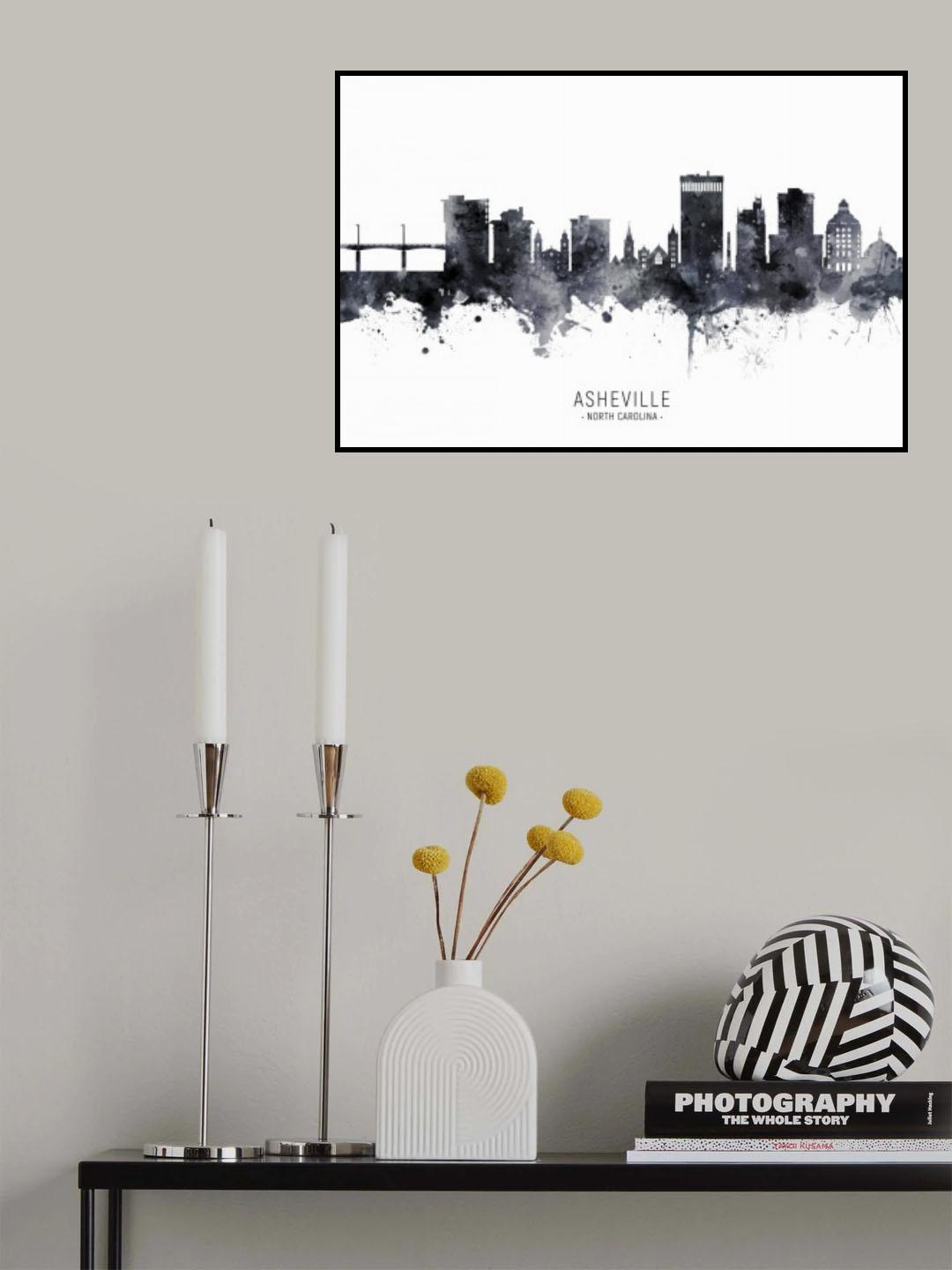 Asheville North Carolina Skyline Poster och Canvastavla