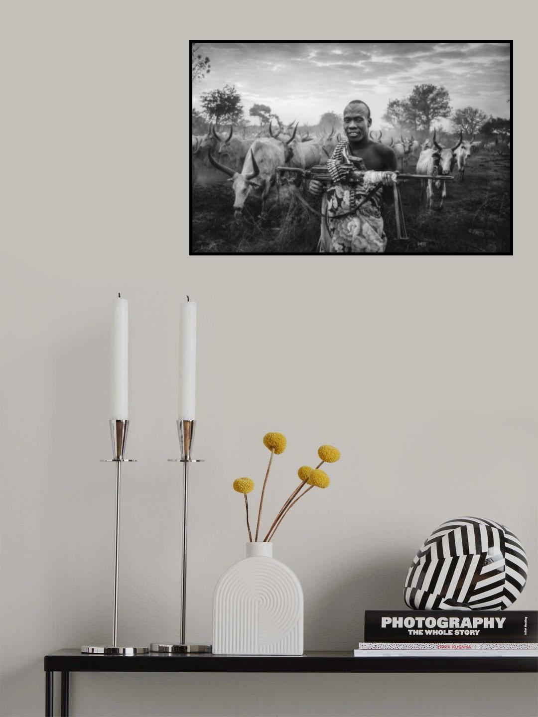 An armed man of the Mundari tribe Poster och Canvastavla