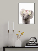 Floral Baby Elephant Poster och Canvastavla