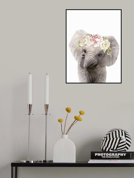 Floral Baby Elephant Poster och Canvastavla