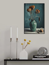 Dry Flowers In Turquoise Vase Poster och Canvastavla