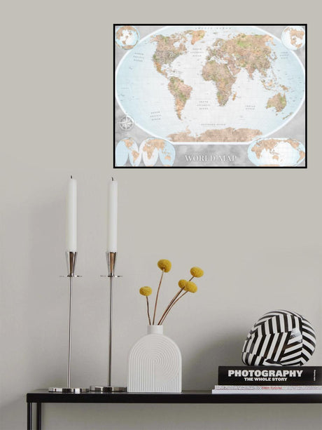 Classic world map in watercolor, Therese Poster och Canvastavla