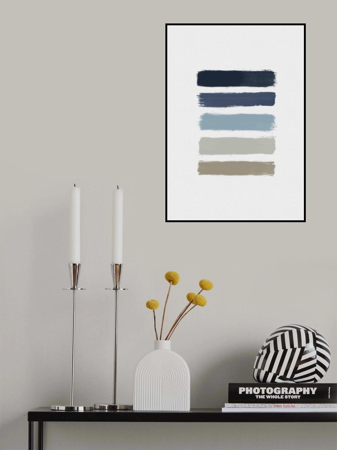Blue & Taupe Stripes Poster och Canvastavla