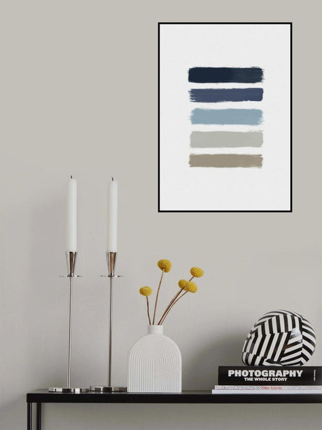 Blue & Taupe Stripes Poster och Canvastavla
