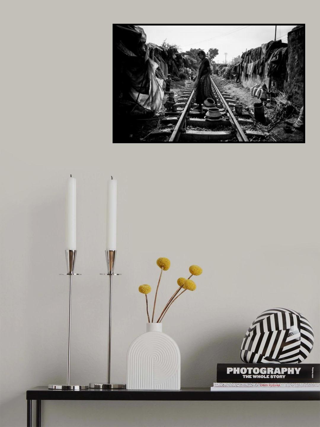 A scene of life on the train tracks - Bangladesh Poster och Canvastavla