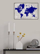 Distressed world map with cities, Delaney Poster och Canvastavla