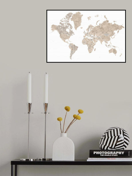 Abey world map no labels Poster och Canvastavla