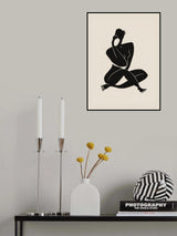 Nude Sitting Pose In Black Poster och Canvastavla