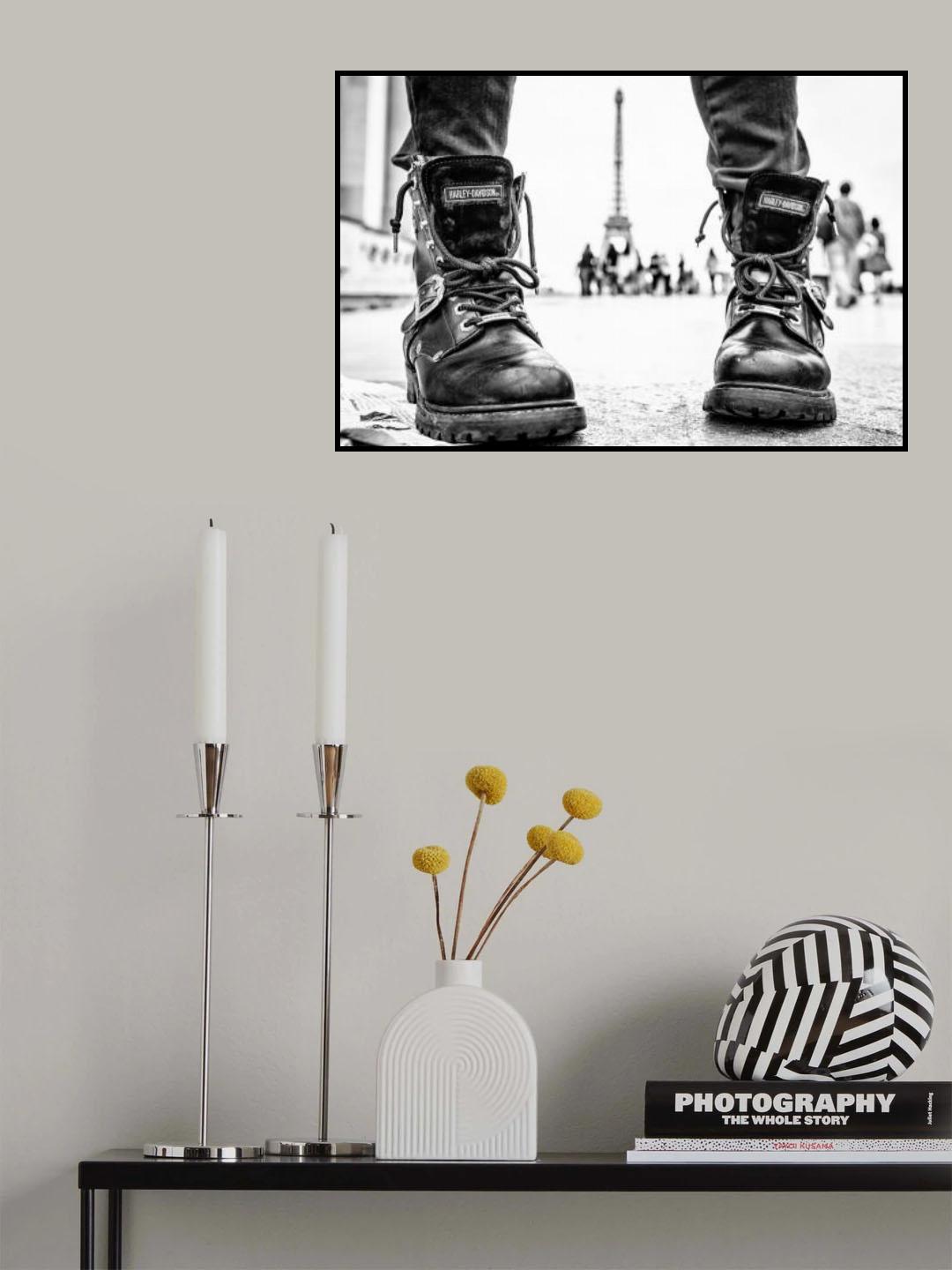 Biker Boots in Paris Poster och Canvastavla