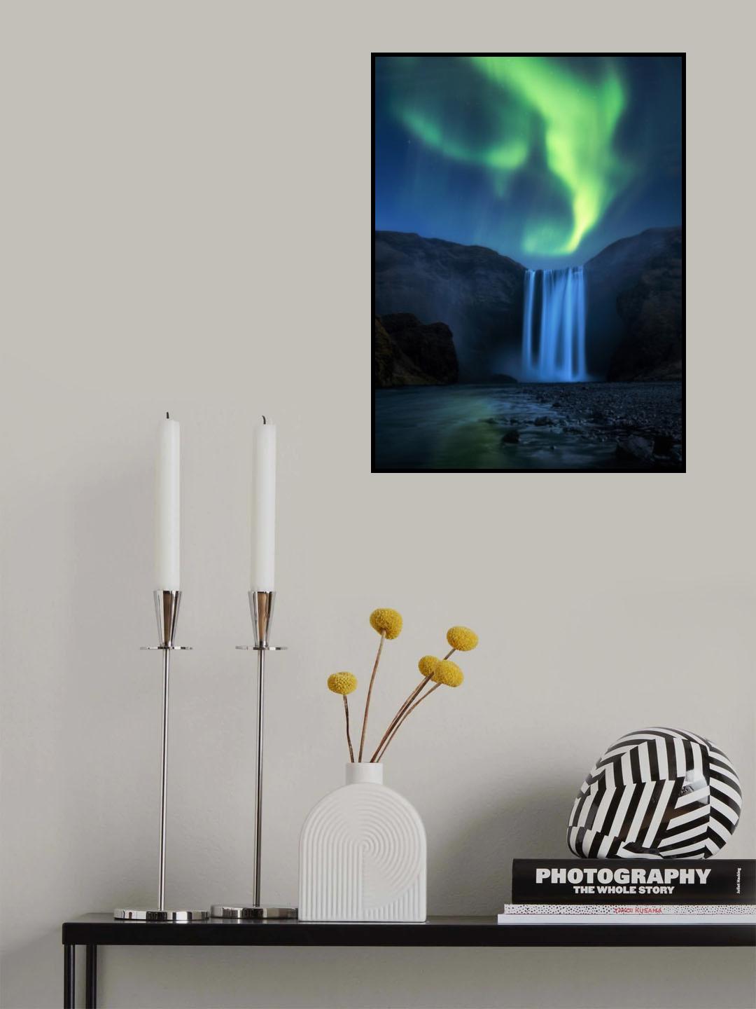 Skogafoss Aurora Poster och Canvastavla