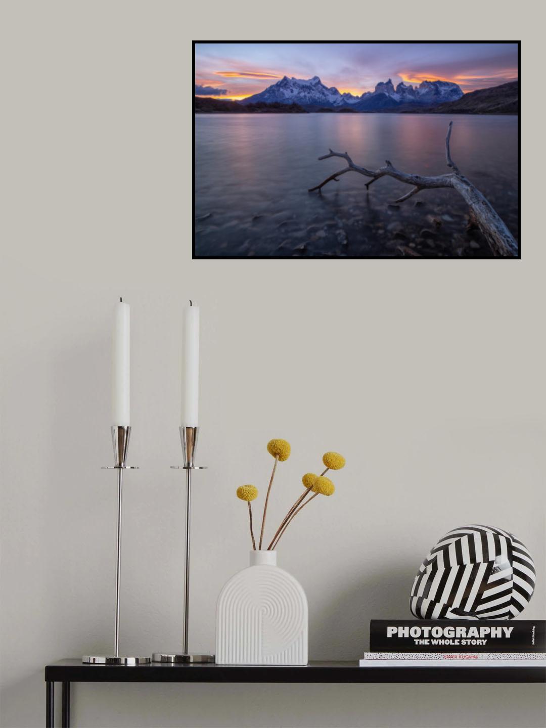 Sunset at Lake Pehoe Poster och Canvastavla