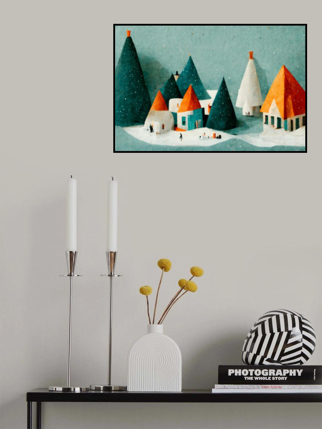 Cute Paper Village Poster och Canvastavla