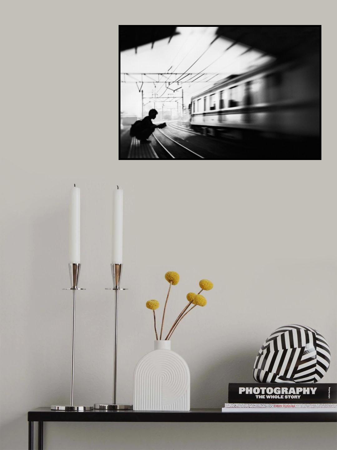 at the station series: 3/5. student &amp; train Poster och Canvastavla