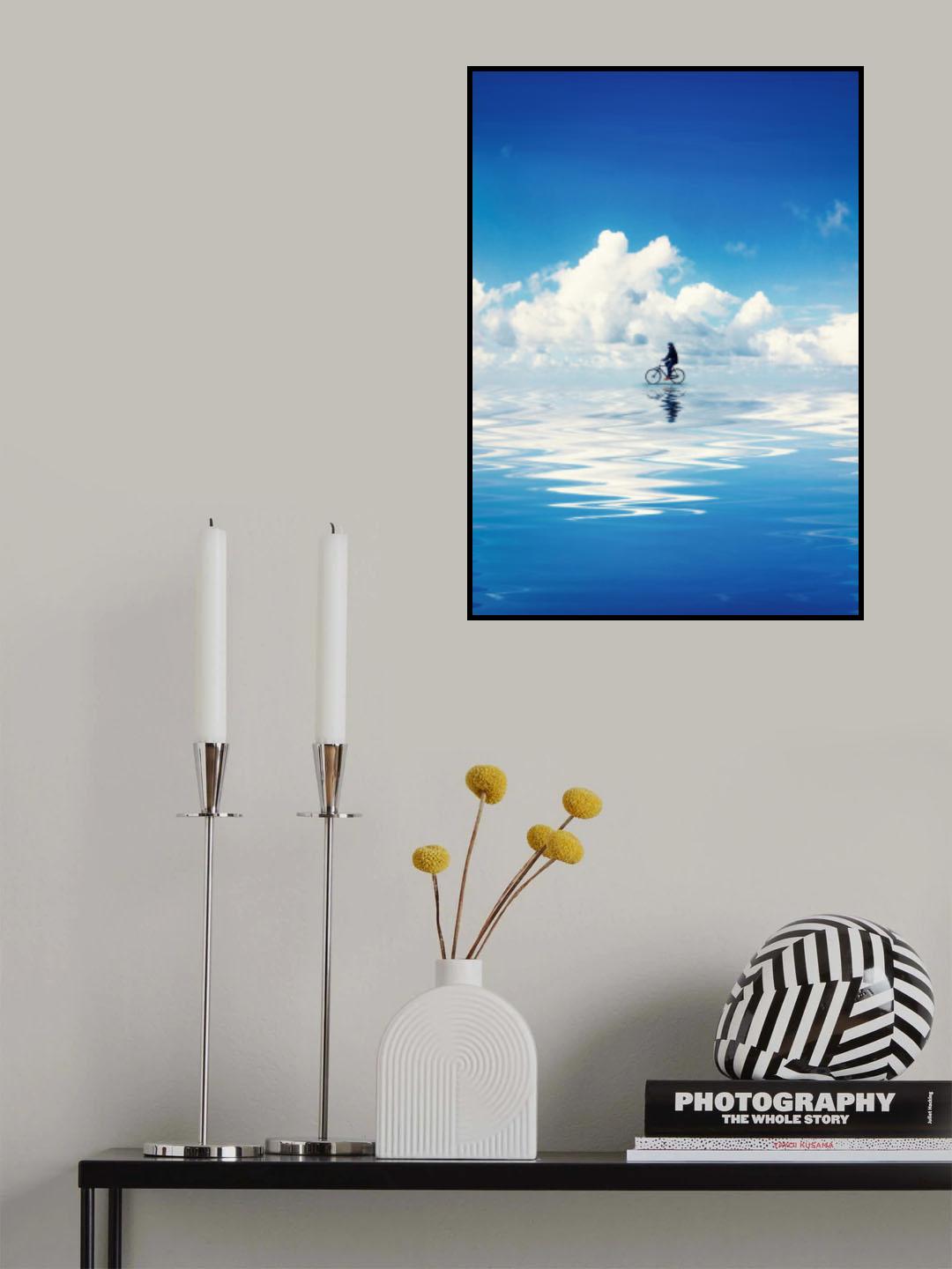 Person Riding A Bike In The Water Poster och Canvastavla