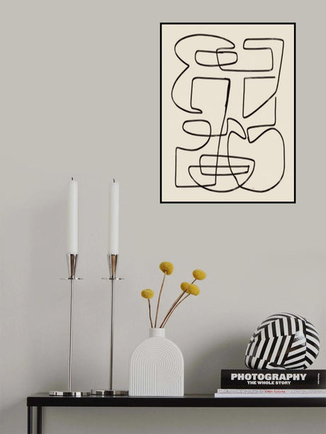 Warm Abstract Line Art Poster och Canvastavla
