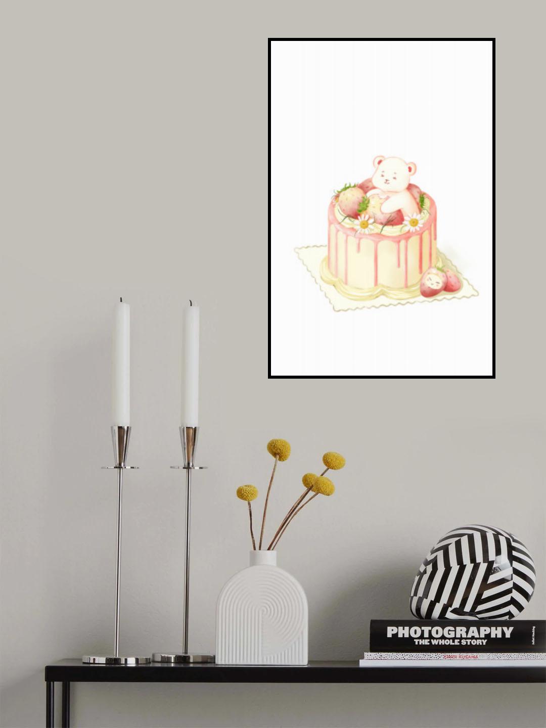 Cute White Bear Cake Poster och Canvastavla