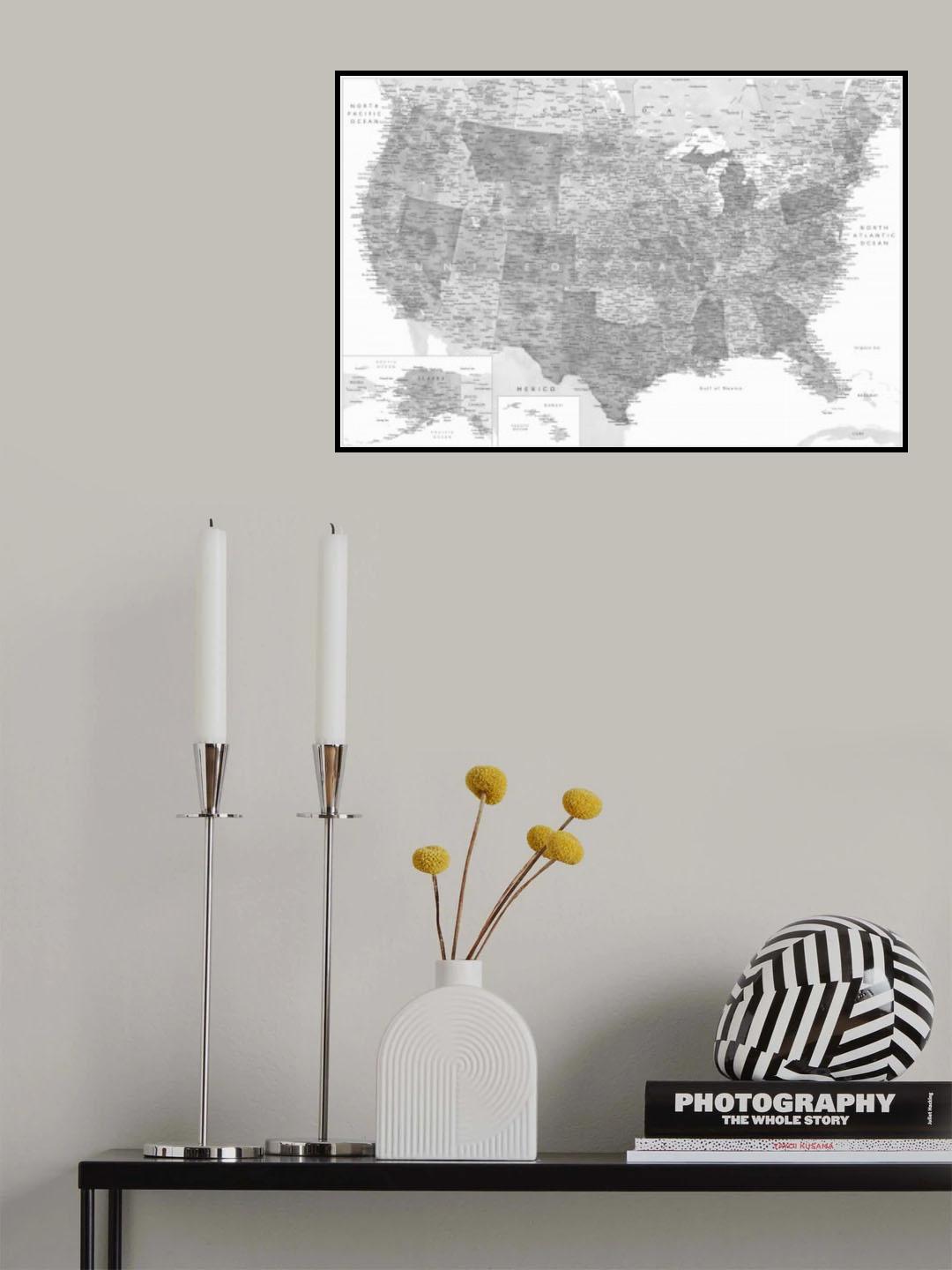 Highly detailed map of the United States Jimmy Poster och Canvastavla