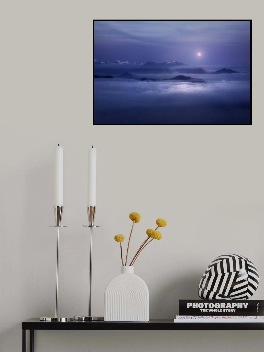 Moonrise above a sea of fog Poster och Canvastavla