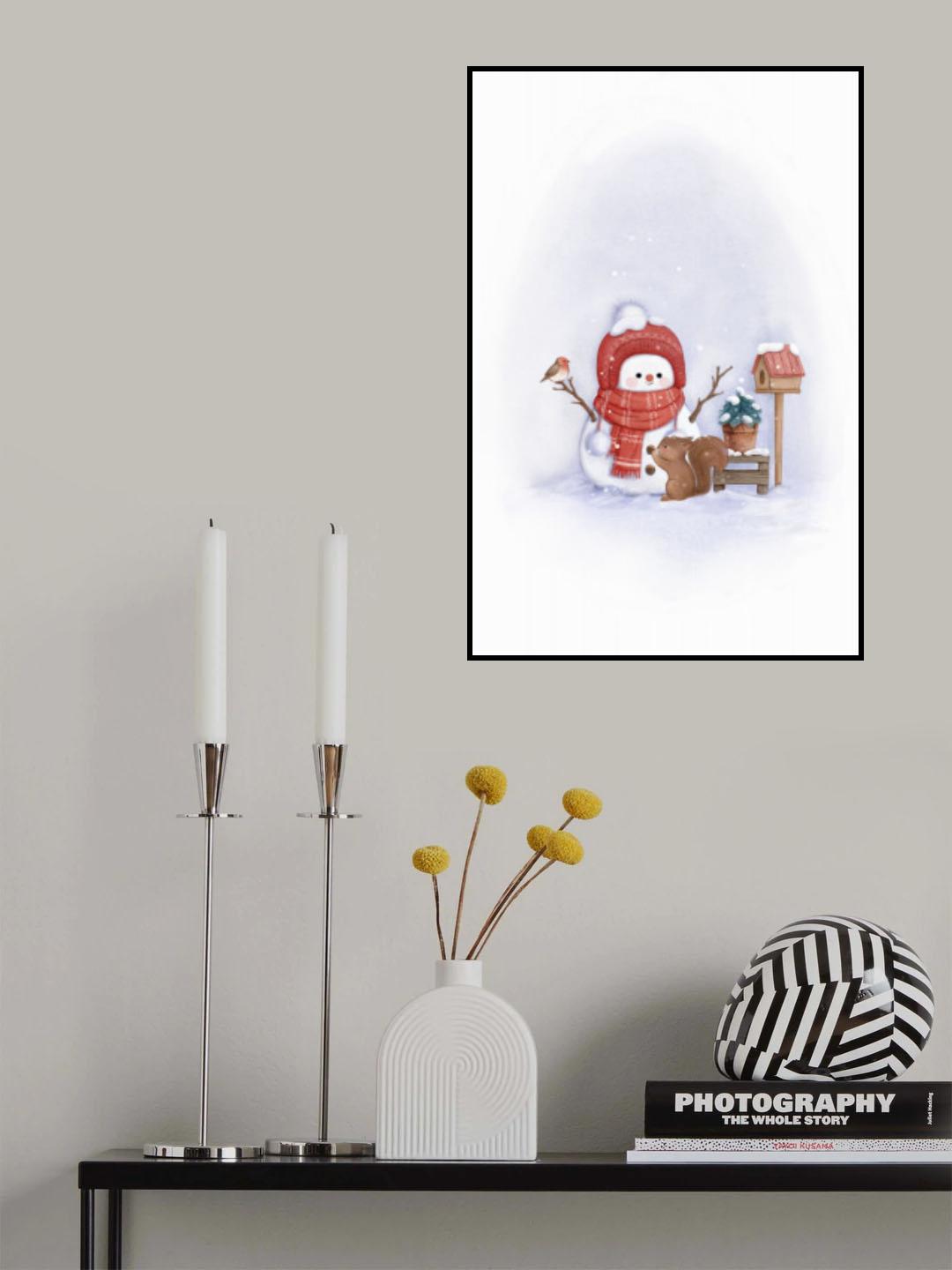 Snowman and Little Friends Poster och Canvastavla