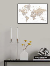 Wanderlust world map in spanish Poster och Canvastavla