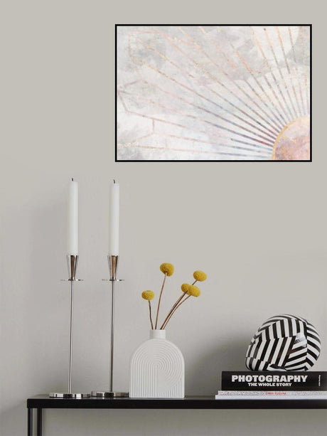 Gold geometric sun rays mural concrete Poster och Canvastavla