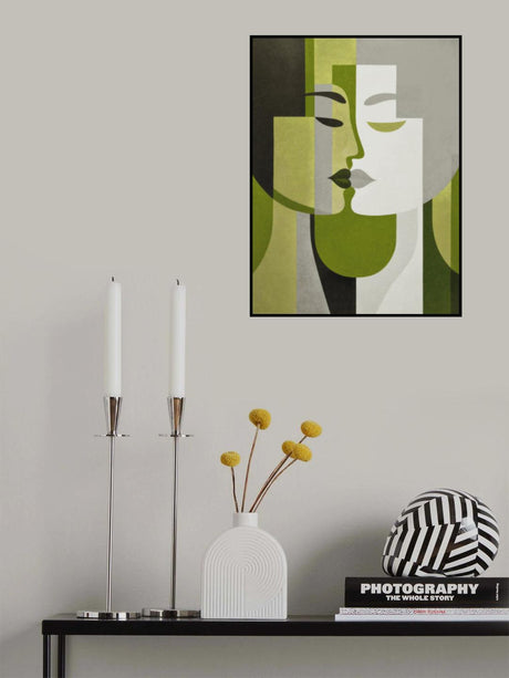 Kiss Me Green Grey Poster och Canvastavla