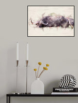 Abstract African Buffalo Watercolor Art Poster och Canvastavla