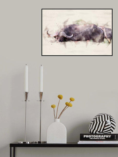 Abstract African Buffalo Watercolor Art Poster och Canvastavla