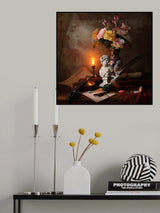 Still life with bust and flowers Poster och Canvastavla