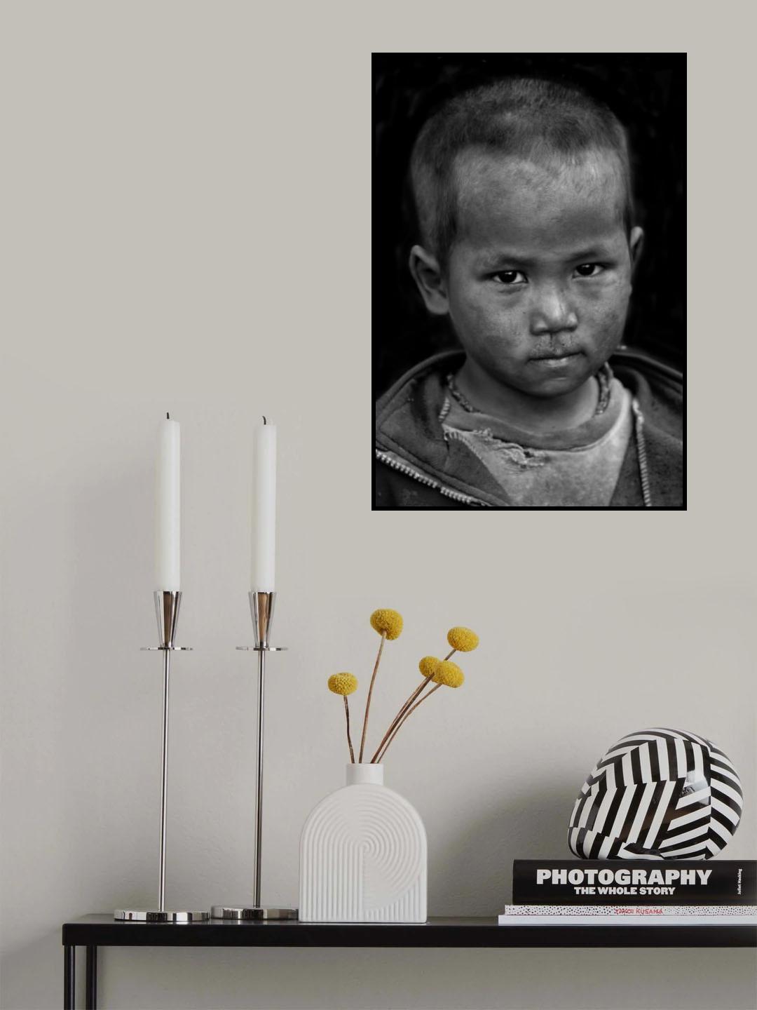 Nepal monochrome portraits of children (series) Poster och Canvastavla
