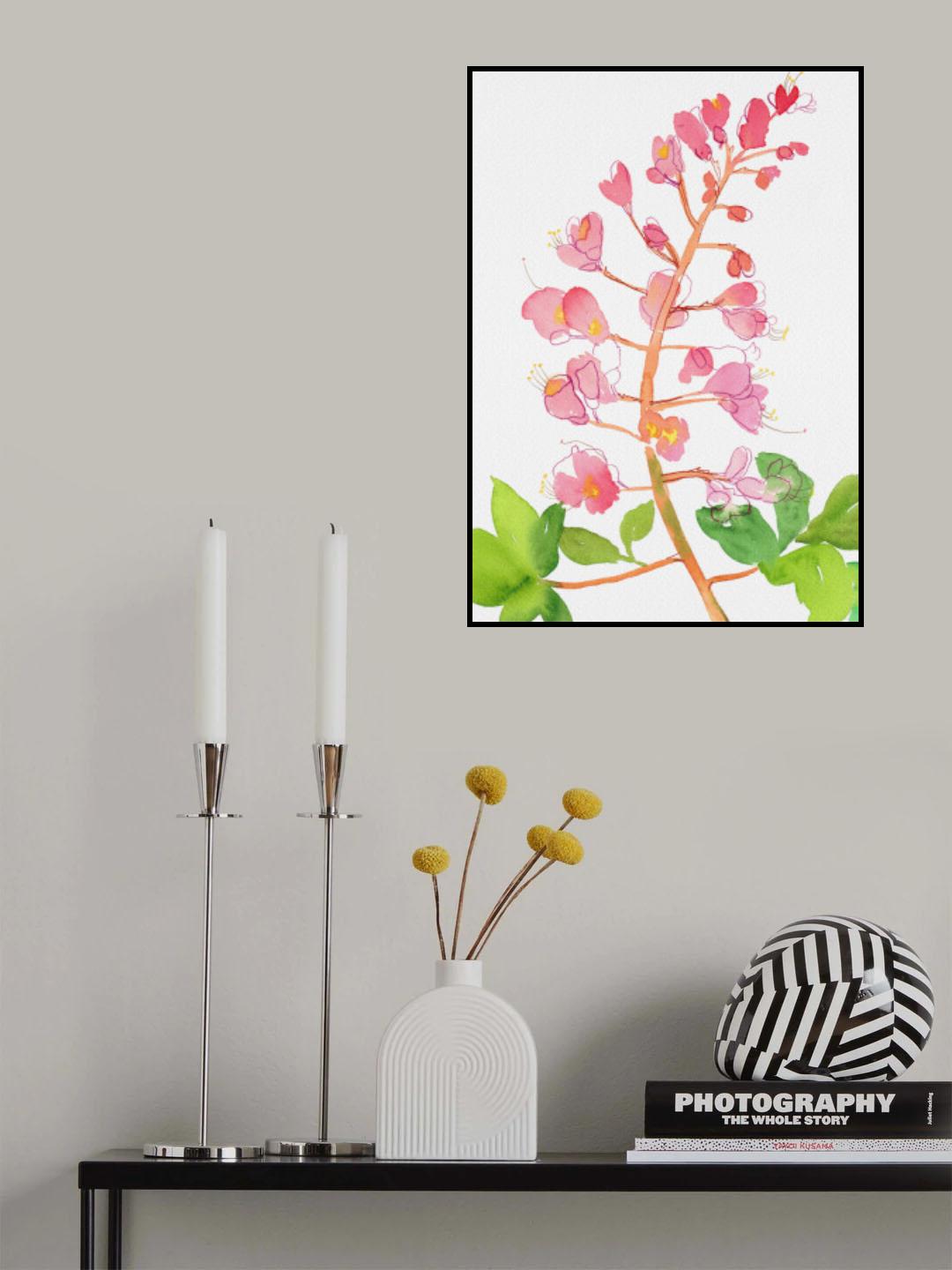 Red horse-chestnut or Aesculus × carnea with watercolor and ink Poster och Canvastavla